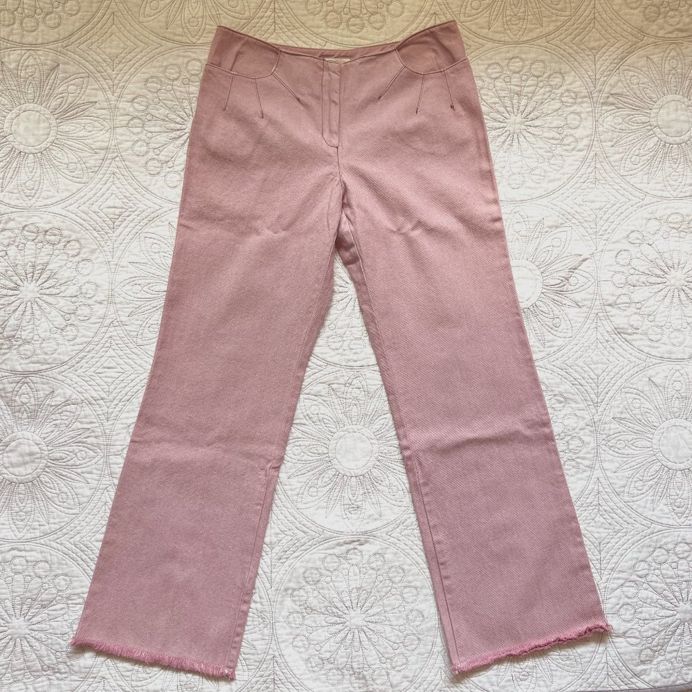 MILLY Mauve Pink Crop Fray Jeans Raw Hem Ankle